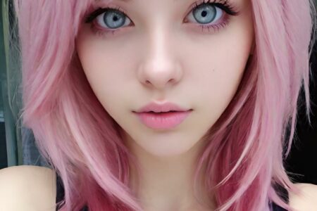 AI girl with pink hair wallpaper