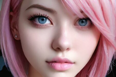 AI girl with pink hair wallpaper