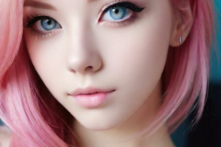 AI girl with pink hair wallpaper