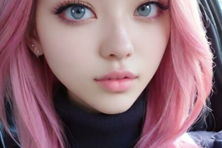 AI girl with pink hair wallpaper