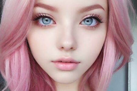 AI girl with pink hair wallpaper