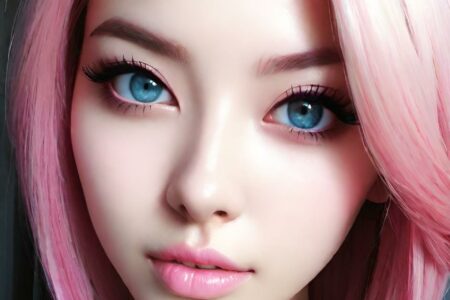 AI girl with pink hair wallpaper