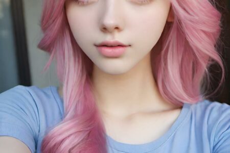 AI girl with pink hair wallpaper