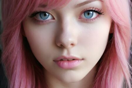 AI girl with pink hair wallpaper