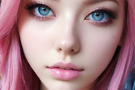 AI girl with pink hair wallpaper