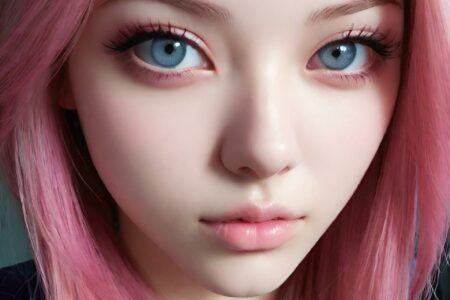 AI girl with pink hair wallpaper