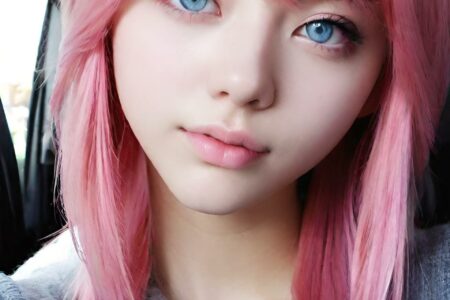 AI girl with pink hair wallpaper