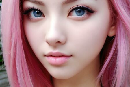 AI girl with pink hair wallpaper