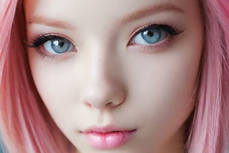 AI girl with pink hair wallpaper