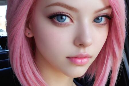 AI girl with pink hair wallpaper