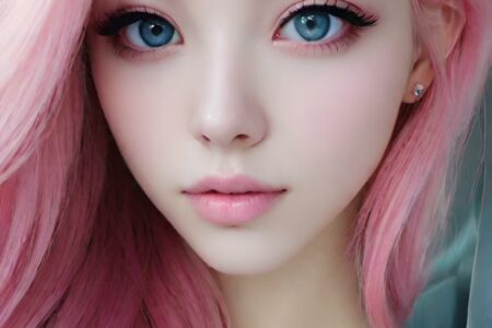 AI girl with pink hair wallpaper