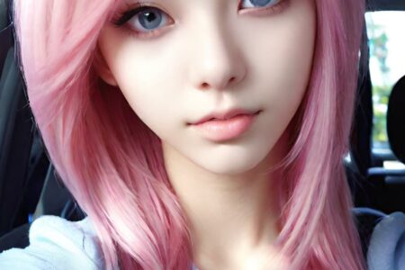 AI girl with pink hair wallpaper