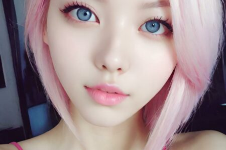 AI girl with pink hair wallpaper