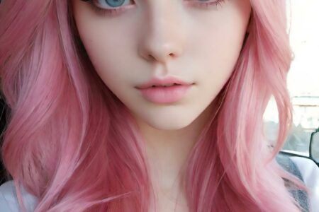AI girl with pink hair wallpaper