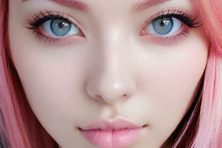 AI girl with pink hair wallpaper