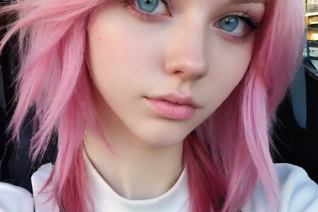 AI girl with pink hair wallpaper