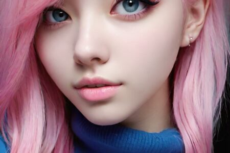 AI girl with pink hair wallpaper