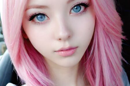 AI girl with pink hair wallpaper