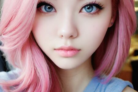 AI girl with pink hair wallpaper
