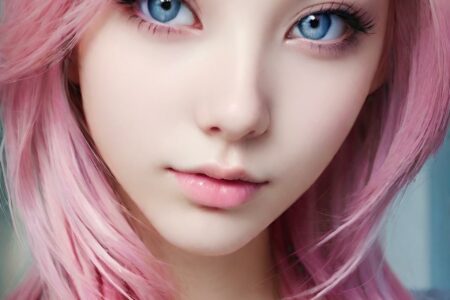 AI girl with pink hair wallpaper