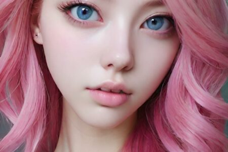 AI girl with pink hair wallpaper