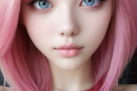 AI girl with pink hair wallpaper