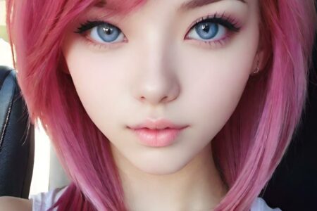 AI girl with pink hair wallpaper