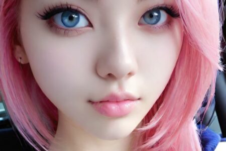 AI girl with pink hair wallpaper