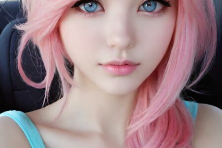 AI girl with pink hair wallpaper