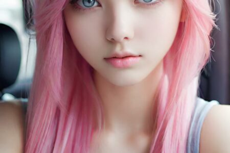 AI girl with pink hair wallpaper