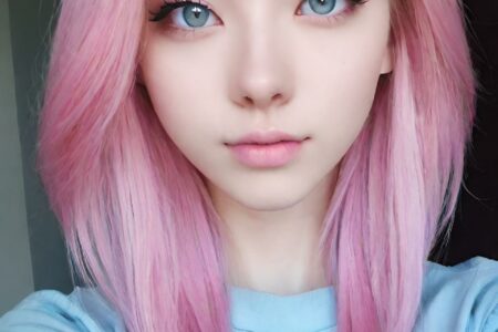AI girl with pink hair wallpaper