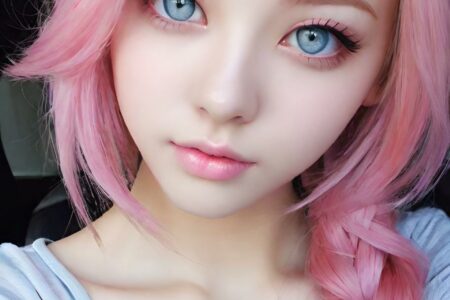 AI girl with pink hair wallpaper