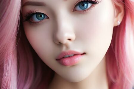 AI girl with pink hair wallpaper