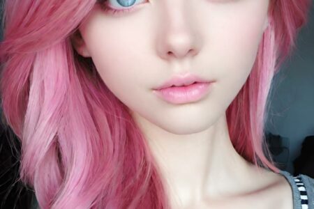 AI girl with pink hair wallpaper