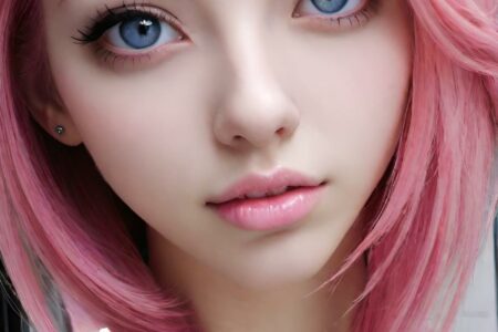 AI girl with pink hair wallpaper