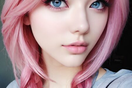 AI girl with pink hair wallpaper