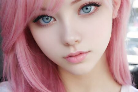 AI girl with pink hair wallpaper