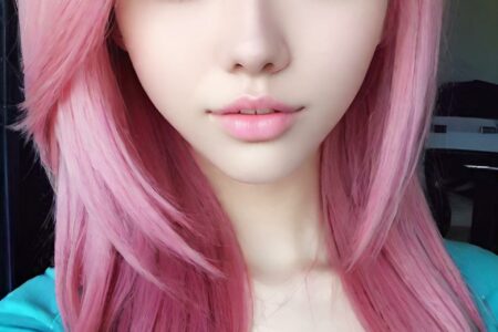 AI girl with pink hair wallpaper