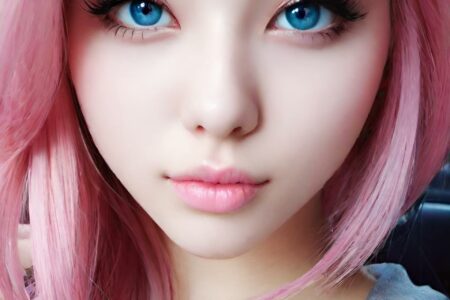 AI girl with pink hair wallpaper