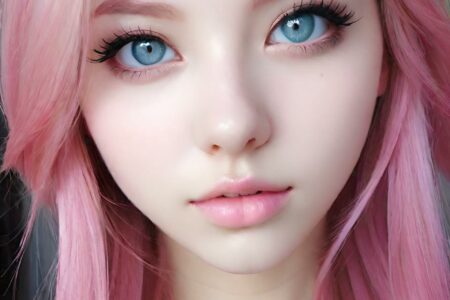 AI girl with pink hair wallpaper