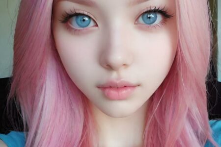 AI girl with pink hair wallpaper