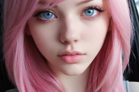 AI girl with pink hair wallpaper