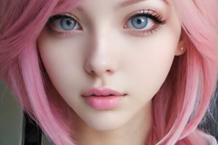 AI girl with pink hair wallpaper