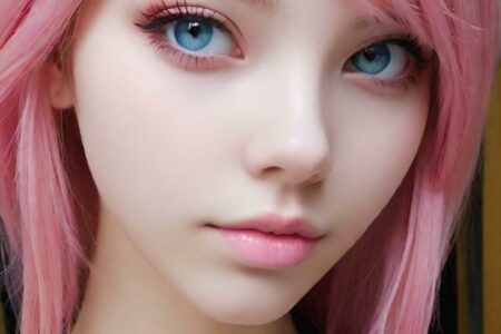 AI girl with pink hair wallpaper