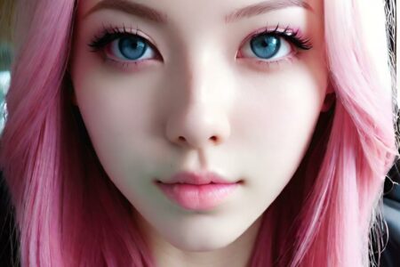 AI girl with pink hair wallpaper