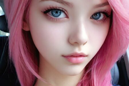 AI girl with pink hair wallpaper
