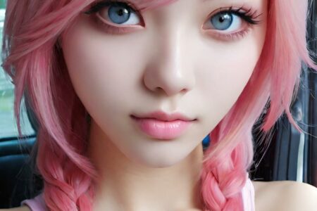 AI girl with pink hair wallpaper