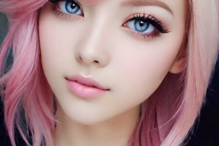 AI girl with pink hair wallpaper