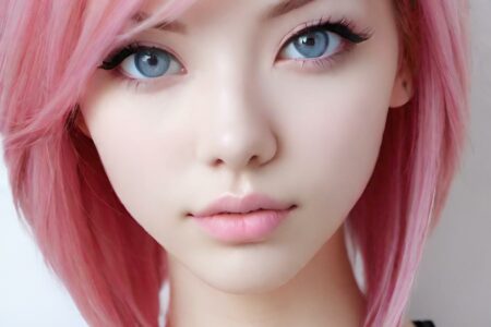 AI girl with pink hair wallpaper