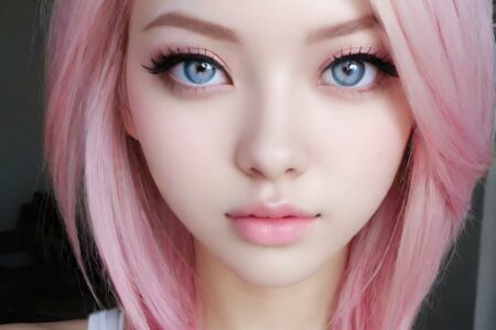 AI girl with pink hair wallpaper